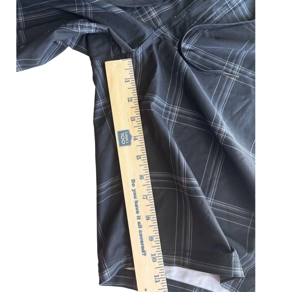 Mossimo Supply Co Mens Plaid Board Shorts Black White Swim Trunks Size 38